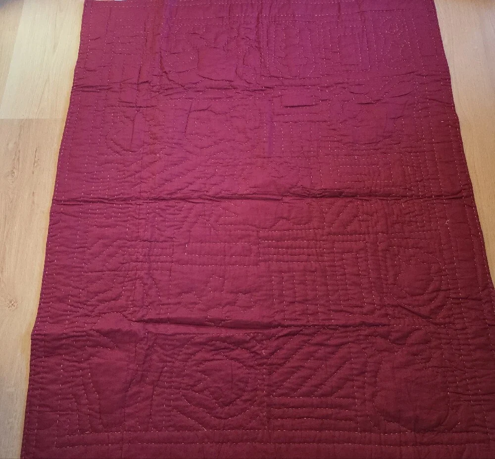 Coldwater Creek Festive Reindeer Patchwork Throw in Red, Green & Cream
